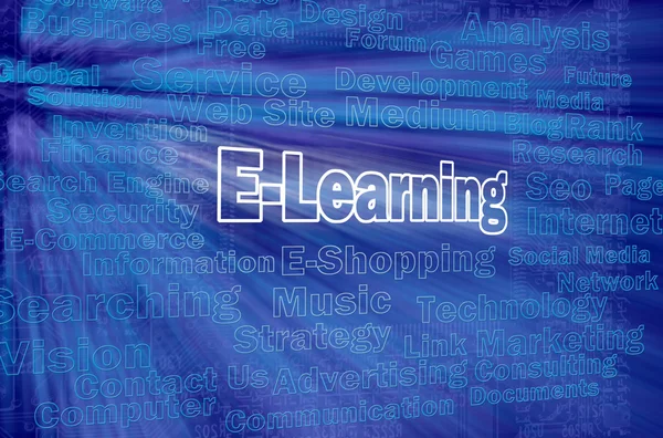 Conceito de e-learning com palavras relacionadas à internet — Fotografia de Stock