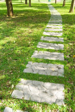 Stone walkway through forest clipart