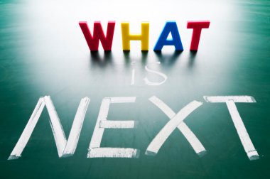 What is next concept,words on blackboard. clipart