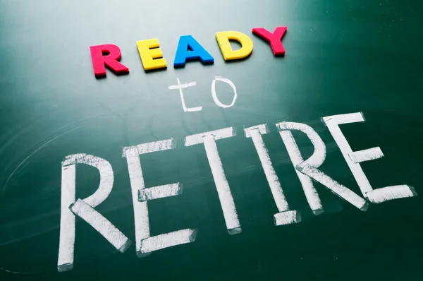 Ready to retire, conceptual words on blackboard. — Stock Photo, Image