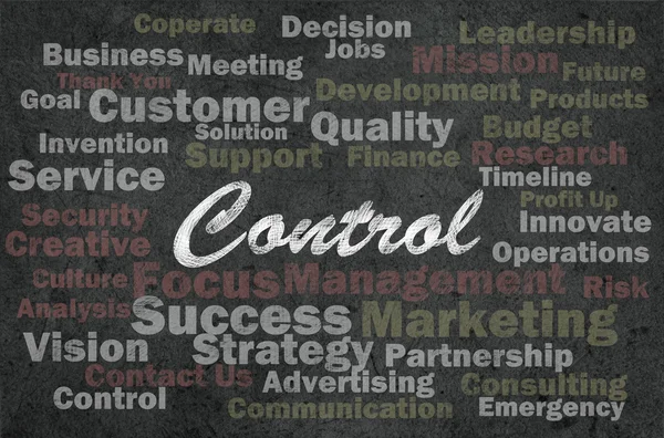Control concept with business related words on retro background — Stock Photo, Image