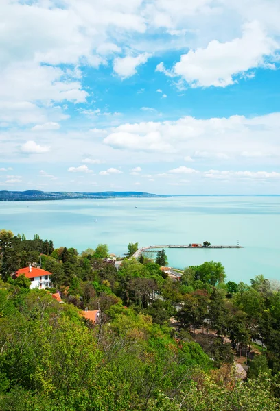 stock image Beautiful panorama from Tihany peninsula on Lake Balaton