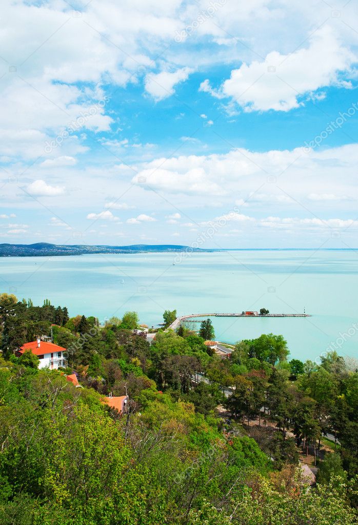 Beautiful panorama from Tihany peninsula on Lake Balaton