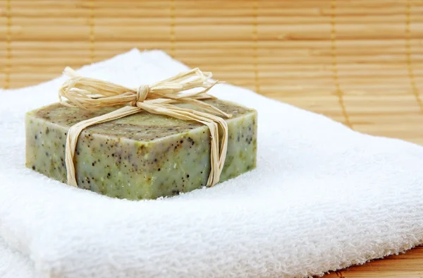 Hand-made soap in wellness still life — Stock Photo, Image
