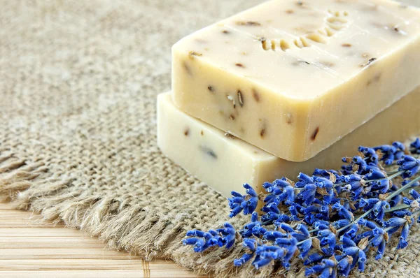 Home-made soap with lavender Royalty Free Stock Images