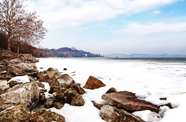 stock image Lake Balaton in winter time,Tihany,Hungary