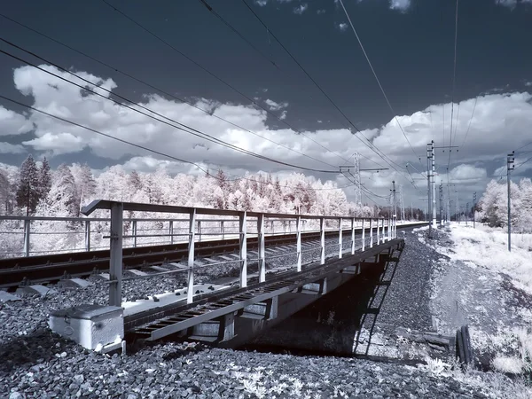 Infrared photograph. Bridge — Stock Photo, Image