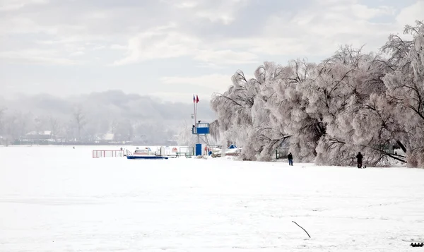 얼어붙은 호수 겨울 보기 — 스톡 사진