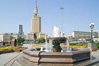 Fountain on the Komsomol area in city Moscow clipart