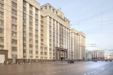 Building of the State Duma on the street the Okhotnyy Ryad clipart