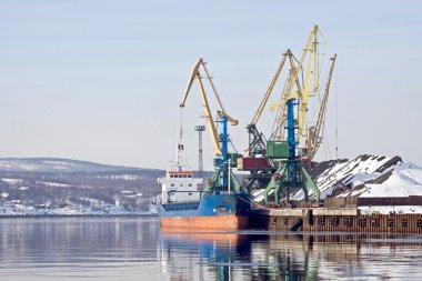 Freight port. Murmansk clipart