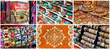 Goods from oriental markets collage