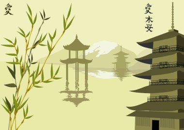Vector illustration with pagodas clipart