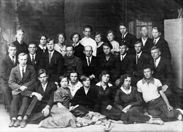 UCRÂNIA - CIRCA 1929: Fotografia Vintage de, empregados o — Fotografia de Stock