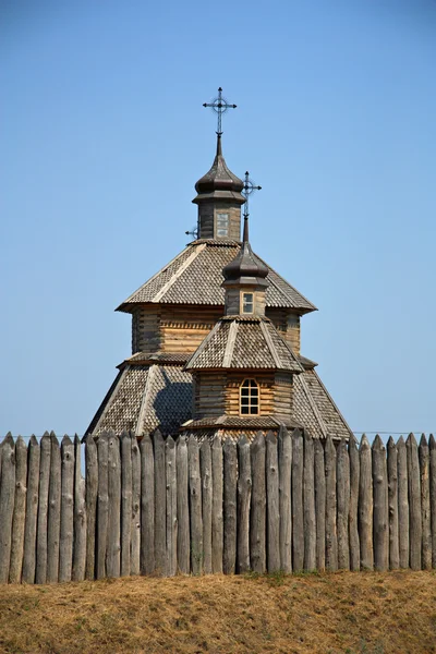 Drewniany kościół w Sicz Zaporoską, Ukraina — Zdjęcie stockowe