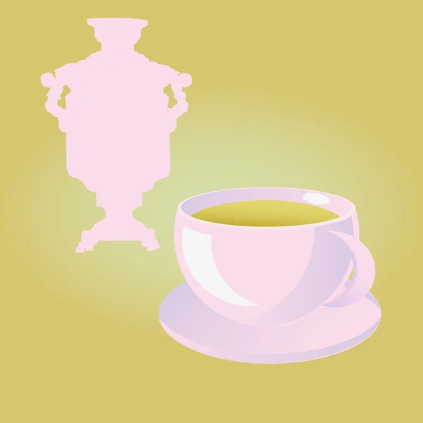 Самовар и чашка чая . — стоковый вектор