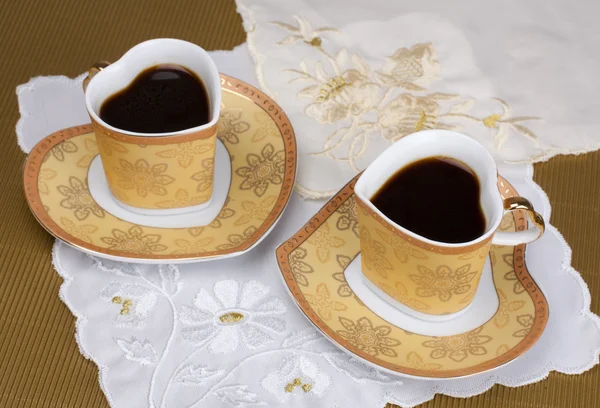 Morning coffee in porcelain cups — Stock Photo, Image