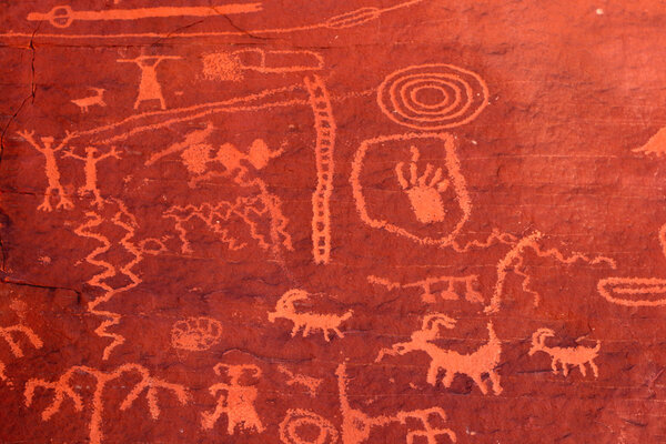 Ancient petroglyphs in Valley of Fire Nevada