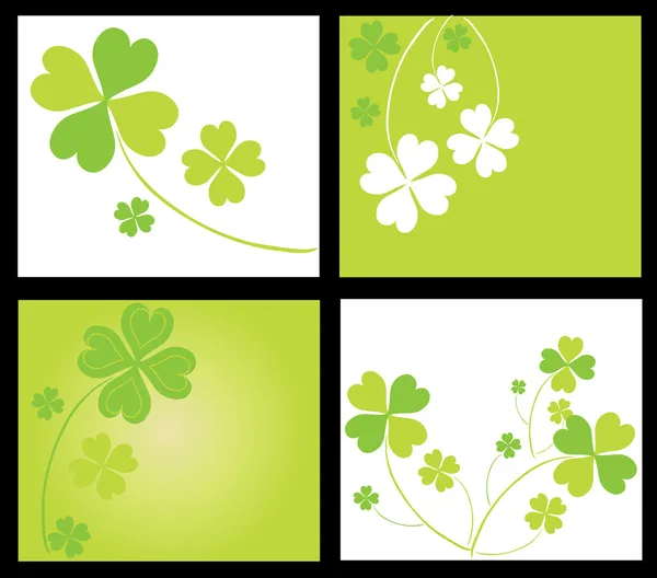 Gelukkige vier leaf clover kaarten — Stockvector