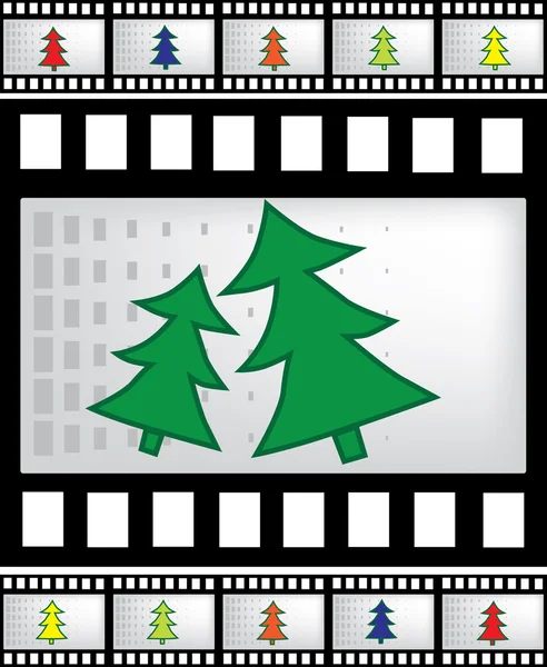 Tira de filme vetorial com árvores de natal —  Vetores de Stock