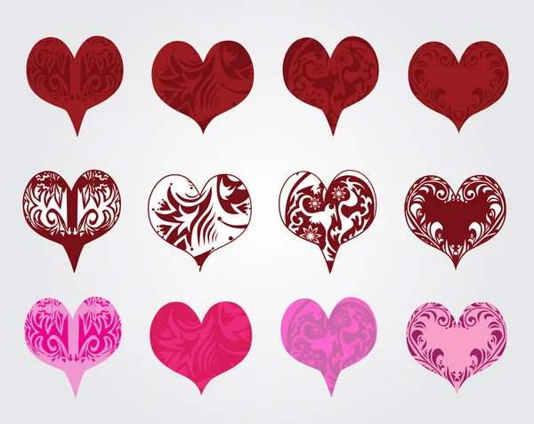 Set van harten voor Valentijnskaart — Stockvector