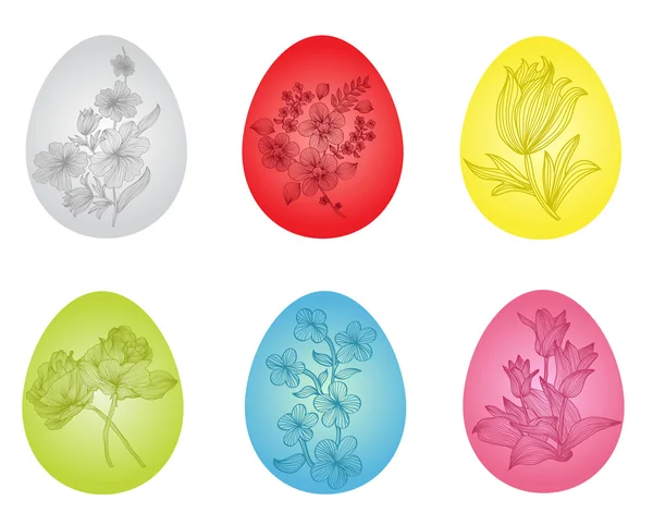 Set of floral eggs — Stock Vector