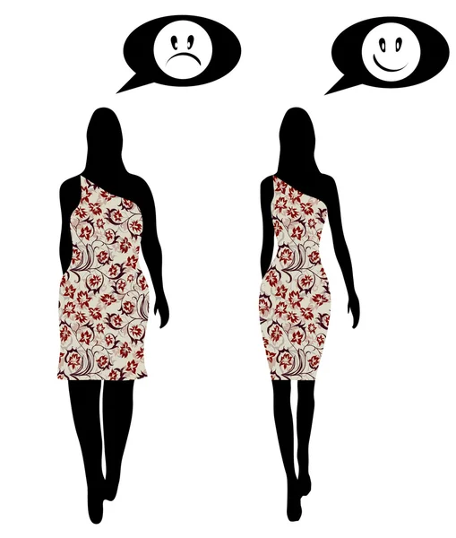 Женщина до и после потери веса — стоковый вектор