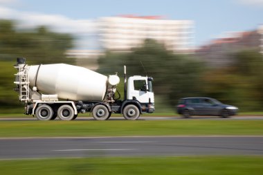 Cement mixer truck motion clipart