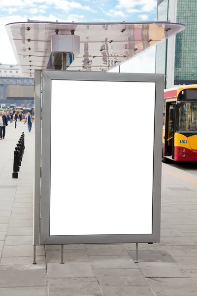 Blank billboard on bus stop — Stock Photo, Image