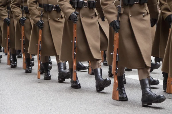 stock image Soldiers marching in a row