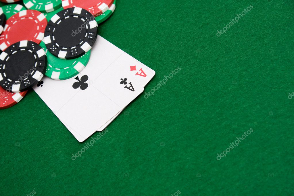 Two aces and gambling chips