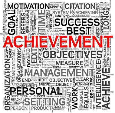 Achievement concept in tag cloud clipart