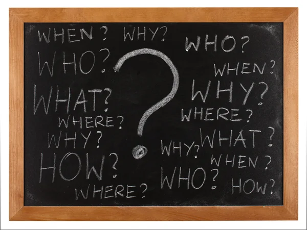 Vragen whitten op blackboard — Stockfoto