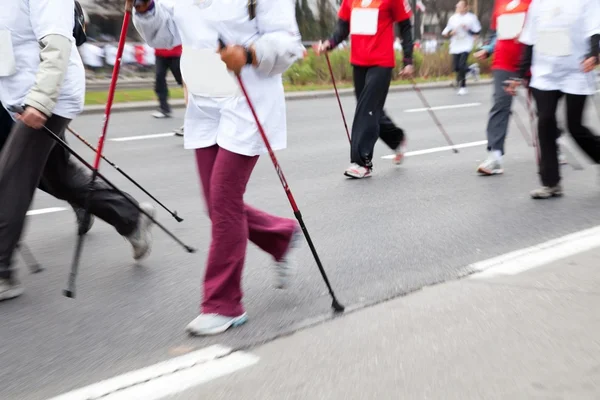 Nordic walking in motion blur — Stock Photo, Image