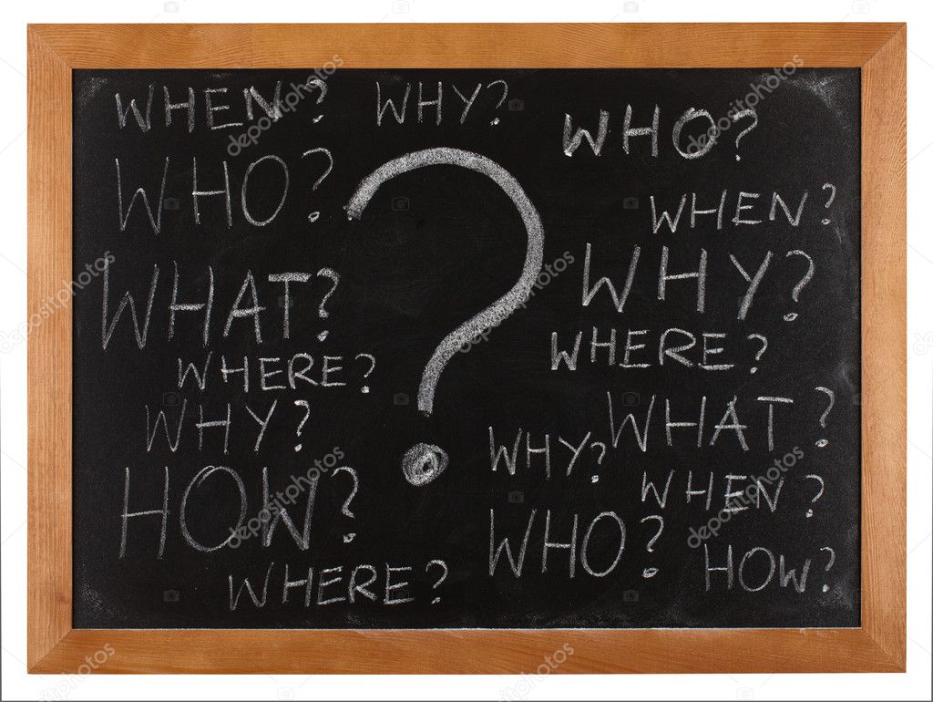 Questions whitten on blackboard