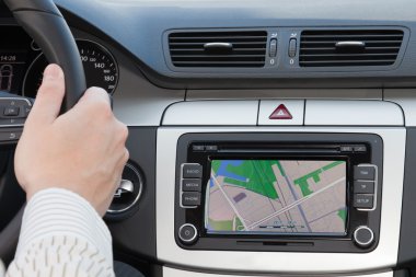 GPS navagation in luxury car clipart