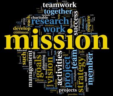 Mission concept in word tag cloud clipart