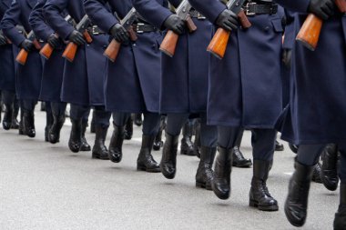 Soldiers marching in a row clipart