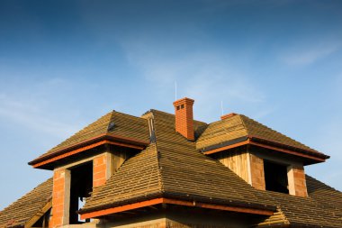 Wooden roof under construction clipart