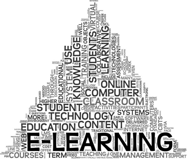 Az E-learning koncepció Címkefelhő — Stock Fotó