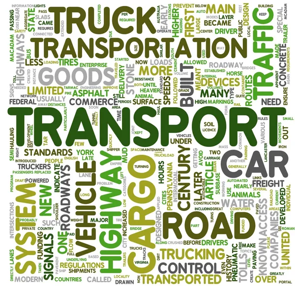 Transport konceptet ord i taggmoln — Stockfoto