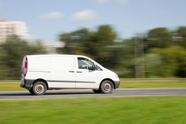 Space for advertisement on delivery truck in motion blur — Stock Photo, Image