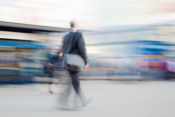 Businessman rushing to office
