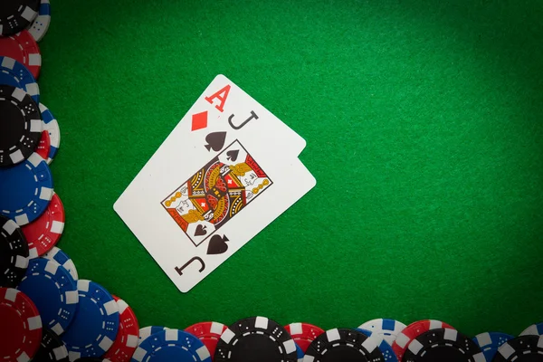 Blackjack winning hand — Stock Photo, Image