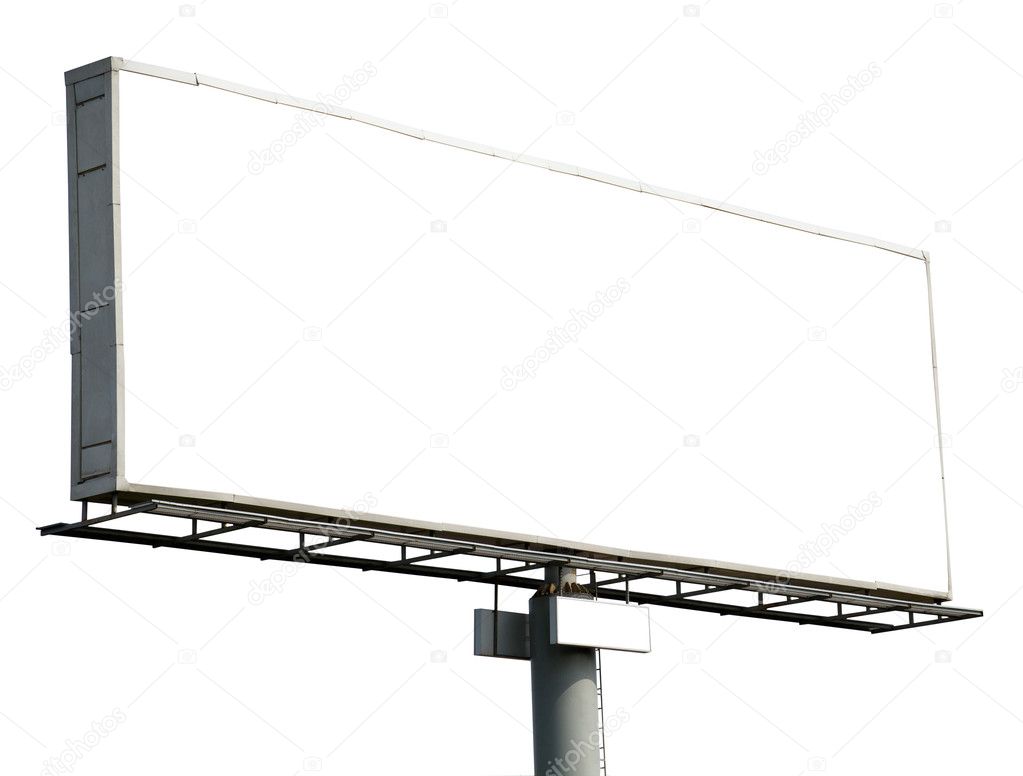 Blank billboard isolated on white