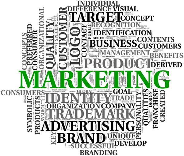 Palabras relacionadas con marketing en tag cloud — Foto de Stock