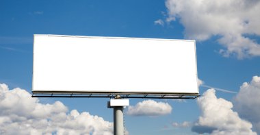 Blank billboard on blue sky clipart