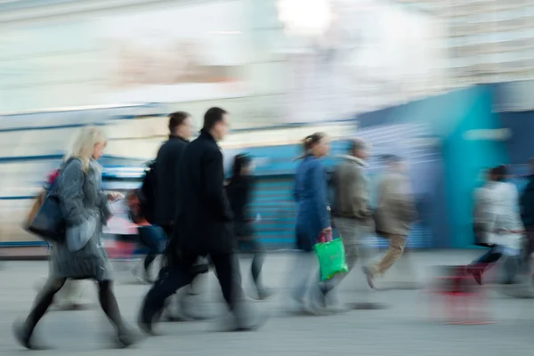 Group of rushing to work at the morning in intentional motion blur. — Stock Photo, Image