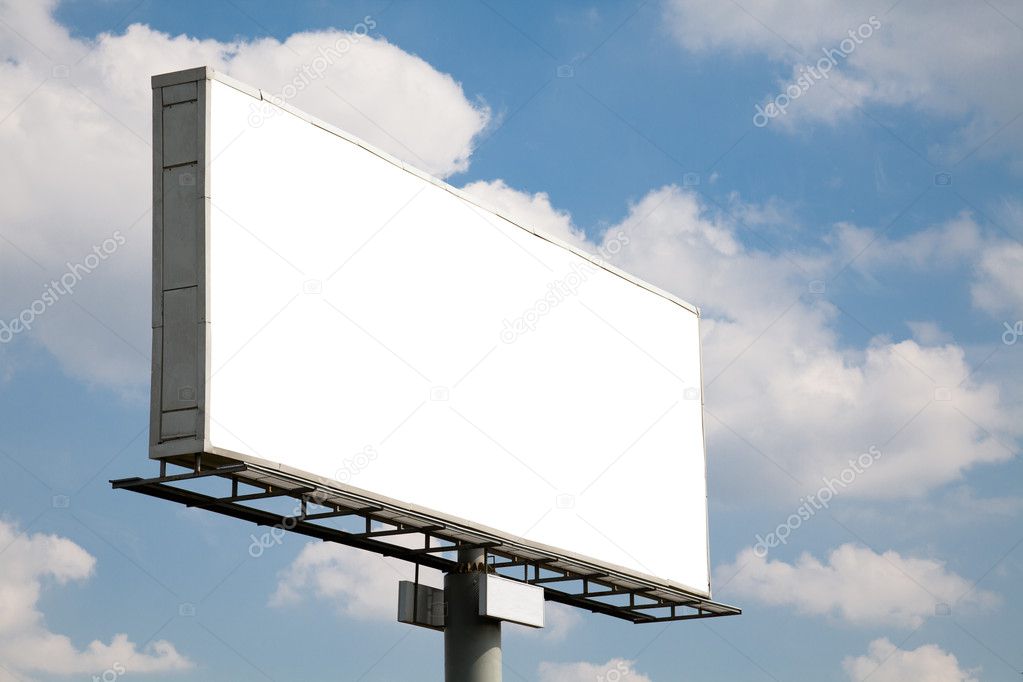 Blank billboard on blue sky
