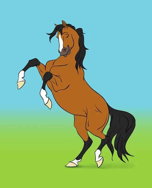 Cartoon baai paard op kleur achtergrond — Stockfoto